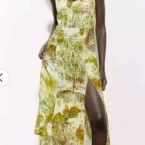 Zara NWT midi patterned sleeveless dress M